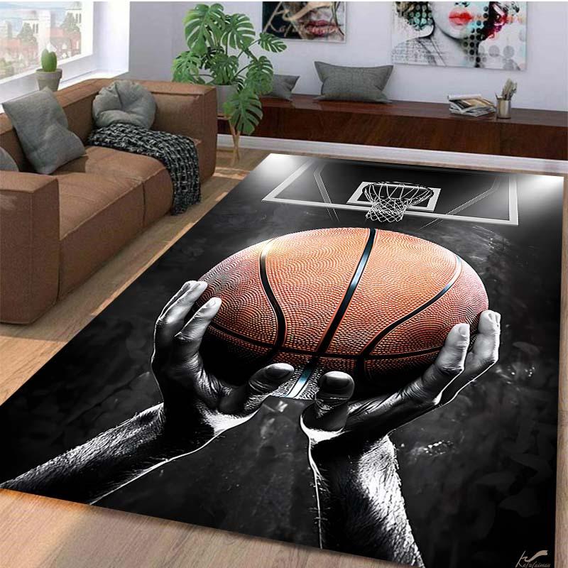 Koberce s umeleckou potlačou Basketbalový sen, Protišmyková podložka, Koberec do obývacej izby, spálne, Domáci koberec do herne, Dekoratívny koberec