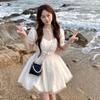 French Niche Design Feeling Waist Sweet Princess Style Dress Schoolgirl Summer White Lolita Tutu