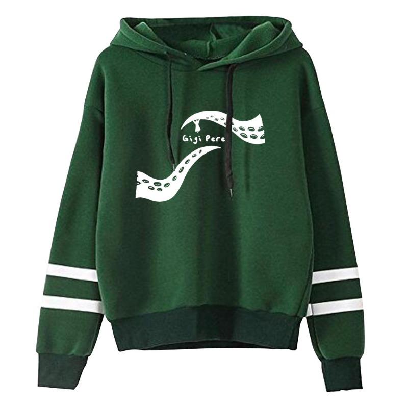 Gigi Perez Tentacle Tour Stripe Sleeve Hoodie Graphic Print Pullover Hooded Sweatshirt Casual Streetwear for Daily Wear
