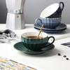 Taza de café de estilo nórdico Simple, taza de café o té de cerámica con borde dorado, taza de té de flores