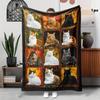 Vintage Cat Painting Flannel Throw Blanket, Soft All-Season Gift for Family Friends, Multipurpose  Sofa Nap Office Camping Decor