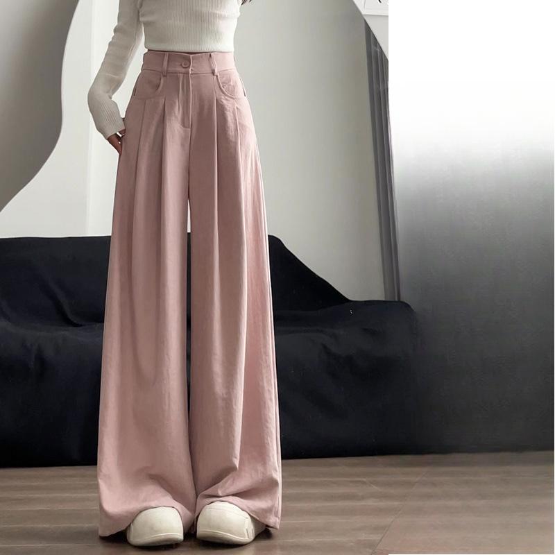 White Wide-leg Pants Women's Summer New High-waisted Loose Straight-leg Suit Pants