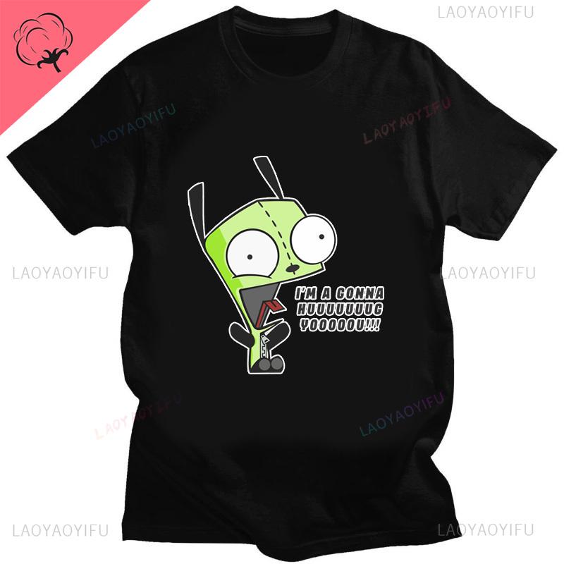 Kawaii Invader Zim Invader Gir Graphic Tshirt Zim Image Cartoon T Shirt Unisex Women Retro Tee Shirt Fashion Shirt Streetwear Tops