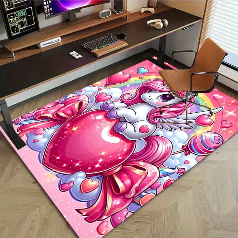 1PC Unicorn Heart Extra Large Non-Slip Floor carpet, Office, family, bedroom, Studio - Large Area RugJ0393