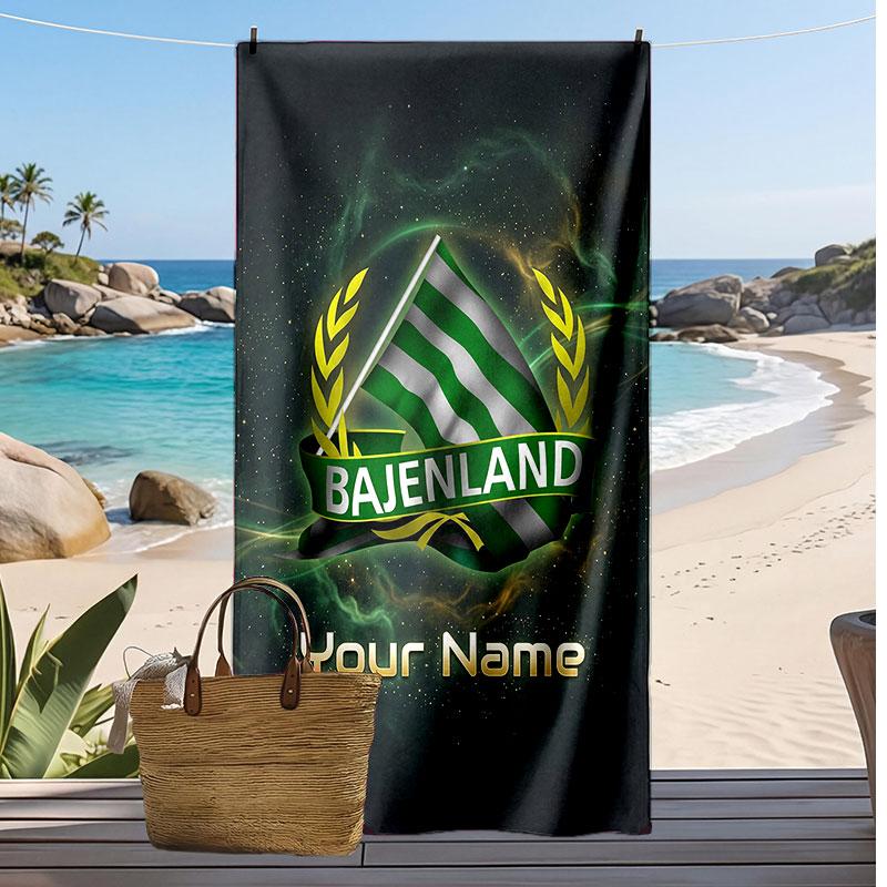 Hammarby Personalized Printed Beach Towel Soccer Logo Support Custom Name Text Absorbent Towel For Sport Travel Special Gift