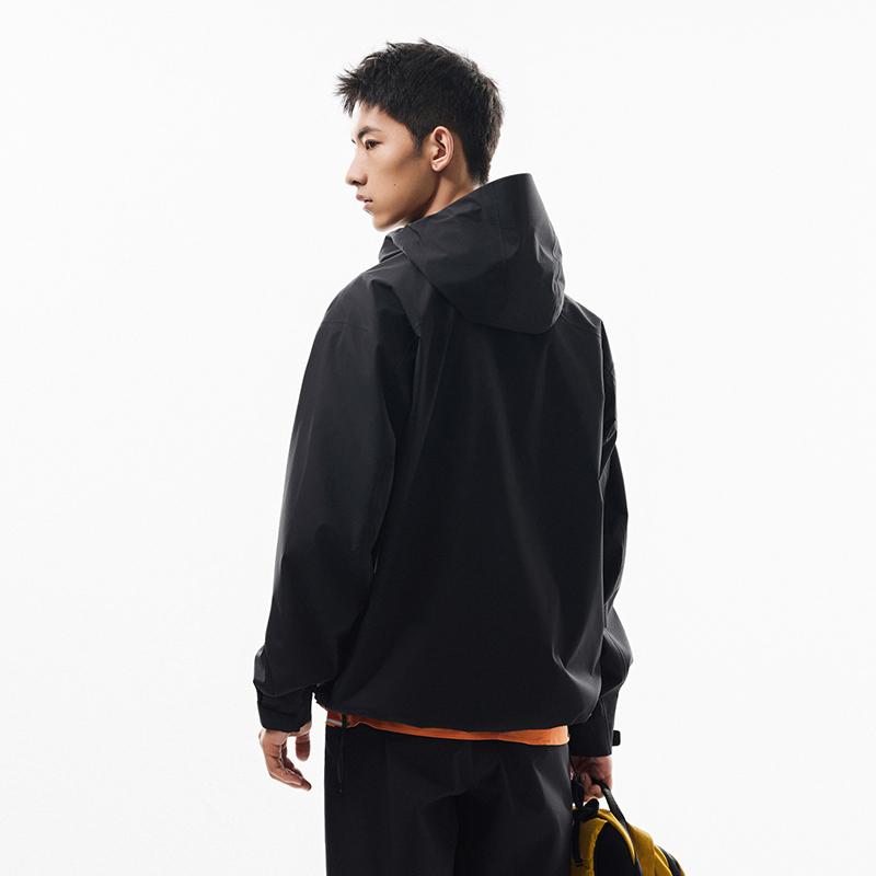 Anta Outdoor Series Simple Hard Shell Versatile Loose Fit Hooded Solid Color Windproof UV Protection Breathable Waterproof Jacket 952536601-3