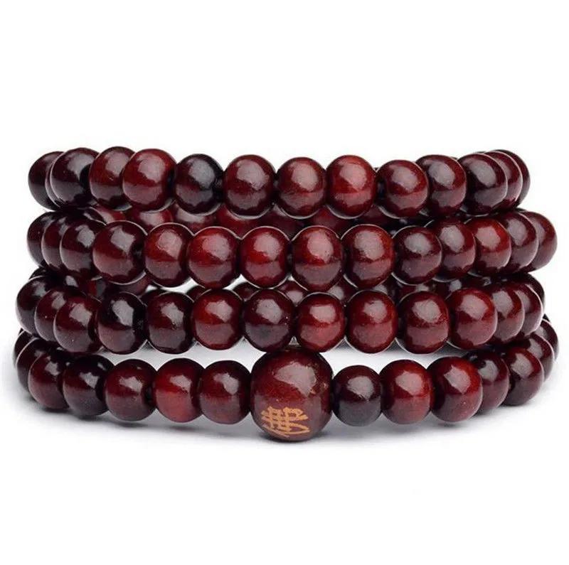 9 Styles 6mm Natural Sandalwood Buddhist Buddha Wood Prayer Beaded Knot black ebony Unisex Men Bracelets & Bangles for Women