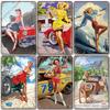 Affiche de voiture Vintage en métal, signes en étain, filles Sexy, voiture classique rétro, plaque métallique, décor mural, Garage, Club, Pub, grotte d'homme