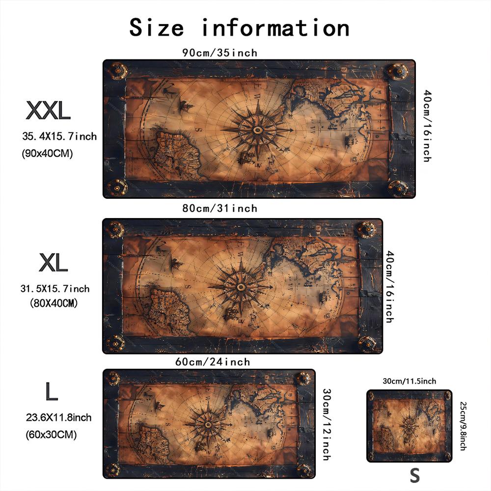Nautical Compass Mouse Pad Large Computer Office Game Table Mats XXL Rubber Antislip Gaming Keyboard Mousepads Long Desk Pads