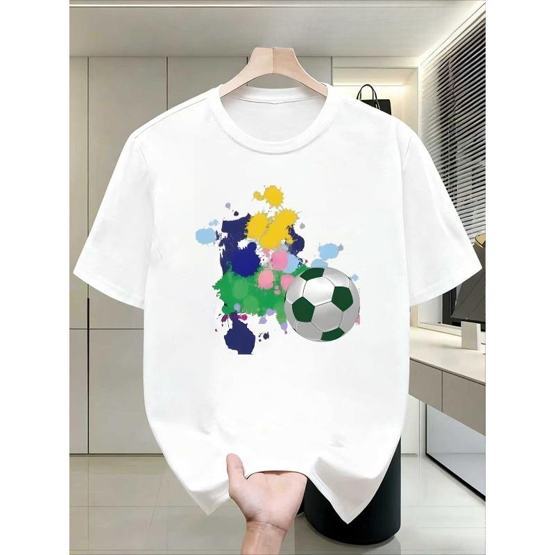 European sizes Men'S 2D Soccer T-Shirt | Retro Print, Casual Fit, Slight Stretch Fabric, Ideal For Sports And Outdoor Activities