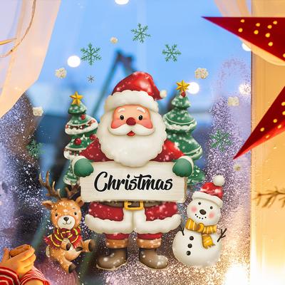 Aquarell Weihnachtsmann, Schneemann, Rentier, Heimdekoration, Glastüren und -fenster, Statische Fensteraufkleber