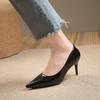 Patent Leather Fine Heel Single Shoes Temperament Fashion Pointed Toe Shallow Mouth Slip-on High Heels