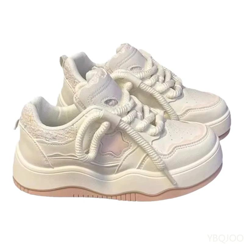 Modne Nowe Damskie Buty na Grubej Podeszwie Wiosenne Uniwersalne Białe Obuwie Casualowe Wygodne Buty Boardowe Modne Outdoorowe Sneakersy Zapatos