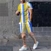 Letní novinka 3D pánská sada triček s celotělovým potiskem Ležérní móda Luxusní styl Kompletní sada oblečení Street Wear Šortky se stahovací šňůrkou