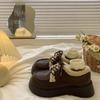 Big Head Brown Velvet Warm Small Leather Shoes Women's Winter 2025 New Retro British Style Versatile Muffin Thick Sole