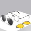 Metall 3-in-1 Neuer Stil Magnet-Clip-On Brillenrahmen Trend Polarisationssonnenbrille für Herren Optische Computerbrille UV400 7009