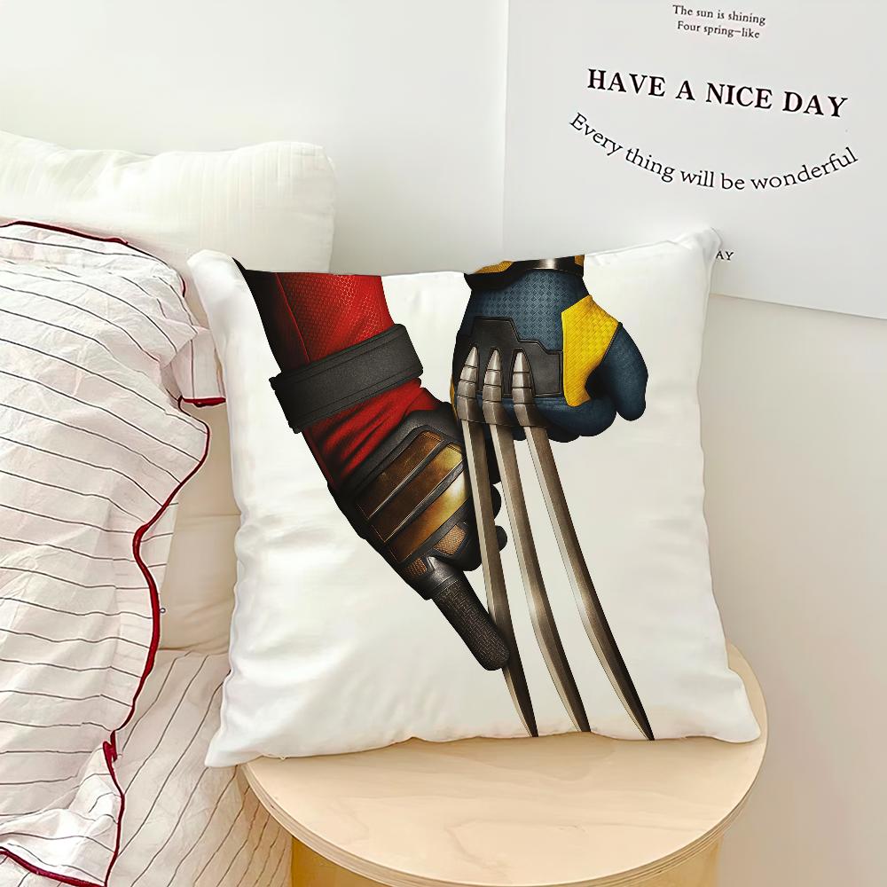 Movie Cool D-Deadpool W-Wolverine Ml Cushion Cover Soft Hogar Pillowcase For Sofa Living Room Bed Home Decor Protective Covers
