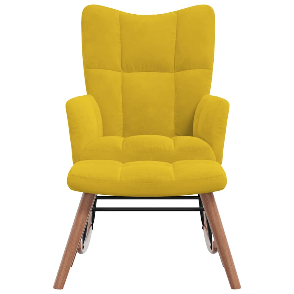vidaXL Swing Chair with Footstool Mustard Yellow Velvet