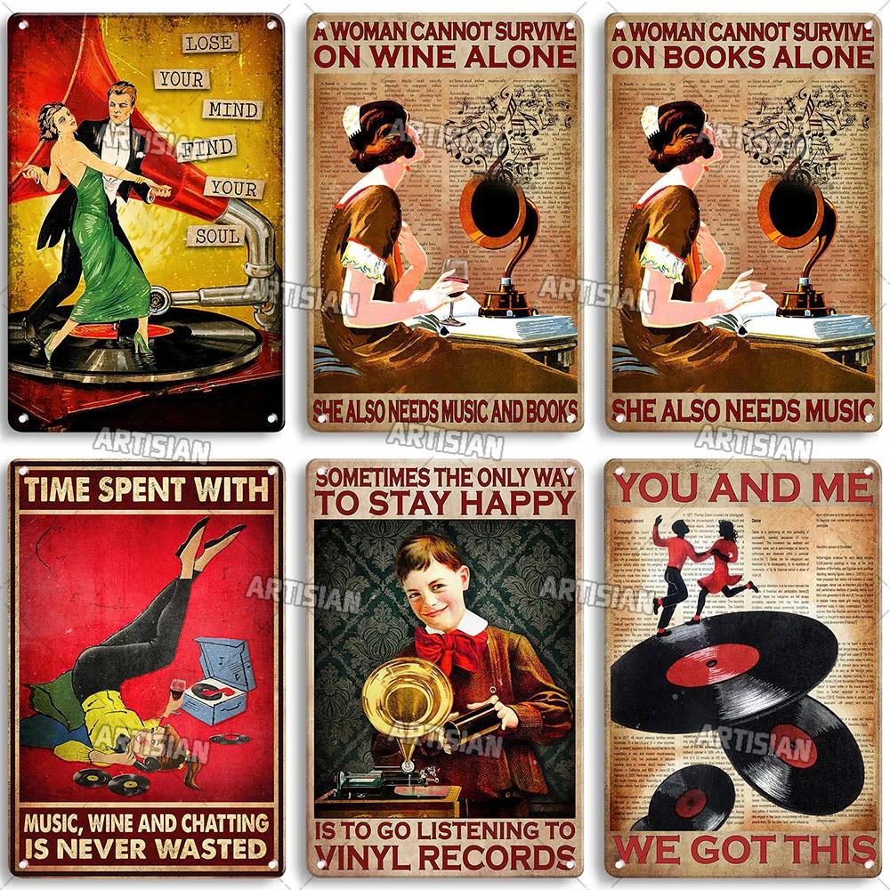 ARTISIAN Rusty Vinyl Records Metal Tin Sign Vintage Decorative Plate Classic Music Metal Sign Man Cave Home Studio Wall Decor