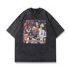 High Street Vintage Figuur Hip Hop Rapper Bedruikt T-shirt met Korte Mouwen Heren en Dames Oversized Street Halve Mouwen