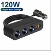3 In 1 USB Type C Socket 120W Car Cigarette Lighter Splitter 12V 24V Fast Charger Phone Power Adapter for Car DVR GPS Dashcam