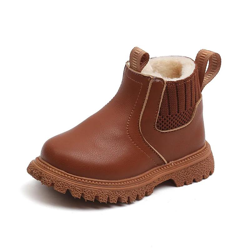 2024 Winter New Botas Para Mujer Children Shoes Simple Designer Soft Soled Ankle Boots Fashion Comfort Anti Slip Leather Boots