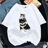 Μπλουζάκι με μπλουζάκι Γυναικείο 2024 Kawaii Cat Shark T-shirt Καλοκαιρινό κοντομάνικο μπλουζάκι μόδας της Κορέας Harajuku Αστείο γραφικό μπλουζάκι με ζώα
