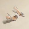 New Spring and Autumn New Sexy Banquet Comfortable Crystal Transparent Solid Color Pointed Toe Women's High Heels