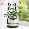 PLA Blumentöpfe Katzen-Topfhalter, Multifunktionale Schreibtischvase Stiftehalter für Rostbeständigen Halter Kleine Pflanzen, Minimalistischer Ständer mit Töpfen,