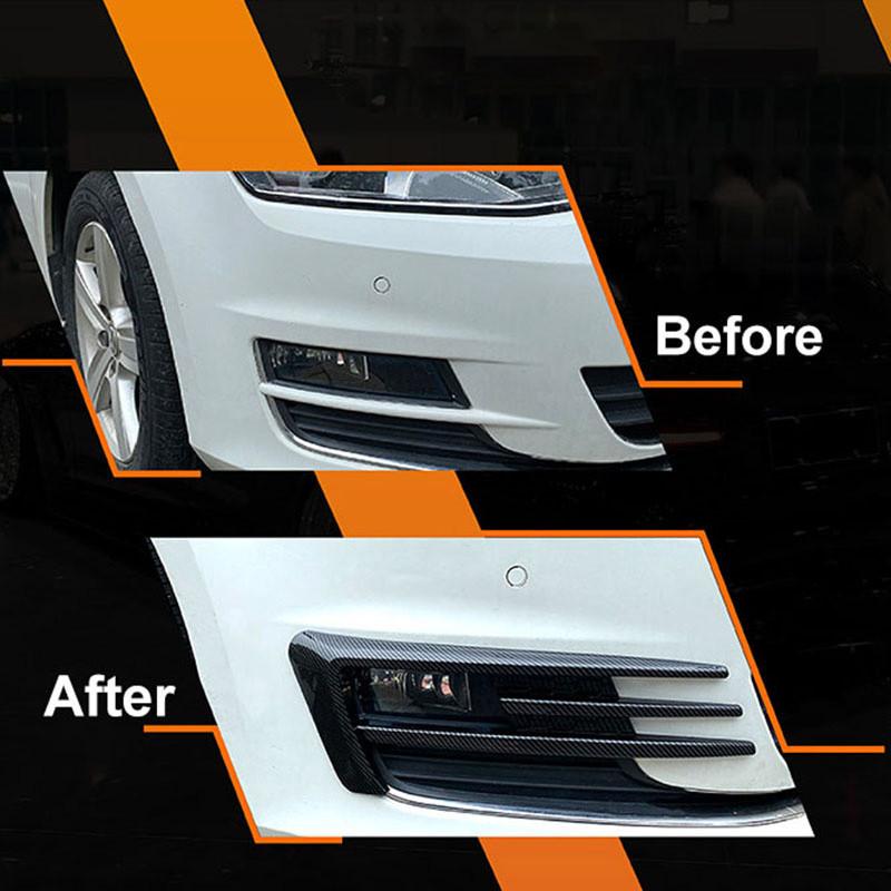 1 Pair ABS Plastic Front Fog Light Grille Cover Trim For VW Golf 7 MK7 2014-2017 Pre-facelift