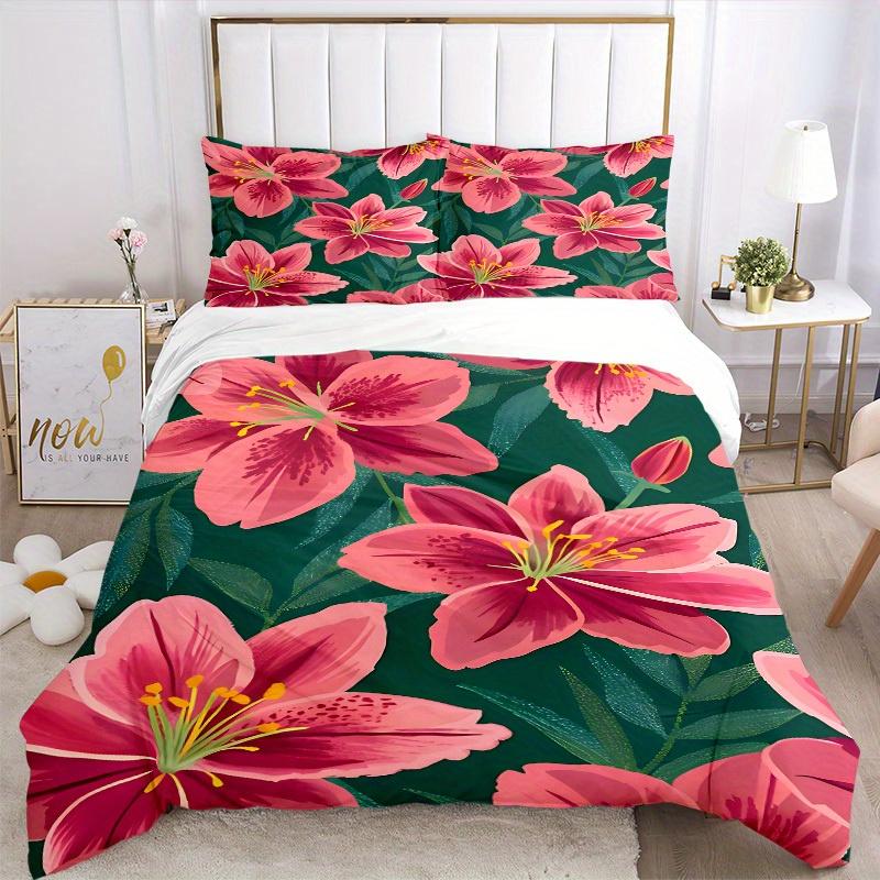 3pcs Floral Pattern Bedding Set, Breathable And Soft, Suitable for All Seasons Machine Washable, Suitable for Bedroom Decoration,yy250822193