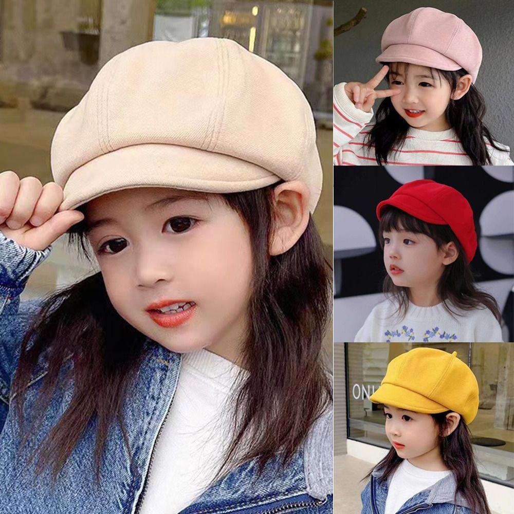 Teplý dětský baret Vlněný malířský klobouk Vintage dětská čepice Newsboy Kluci Dívky