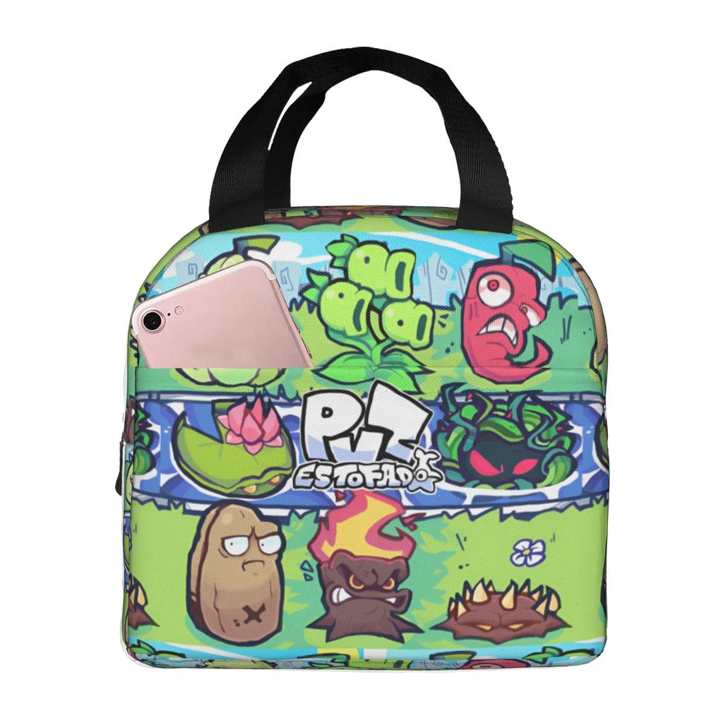 Custom Plants Gaming Zombies Insulated Lunch Bags for Camping Travel Video Game Resuable Thermal Cooler Bento Box Unisex