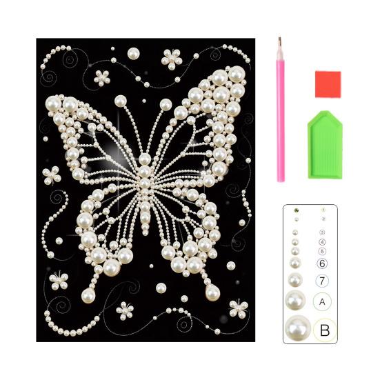 3D Pearl Painting Kit DIY Faux Pearl Art Craft for Adults Mosaic Wall Art Rhinestone Pearl Butterfly Painting for Home Bedroom Decor