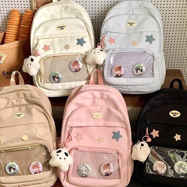 Schoolbag New Cute Soft Sister Schoolbag University Women Large Capacity Transparent Model College Backpack Girl Primary and Secondary School Students