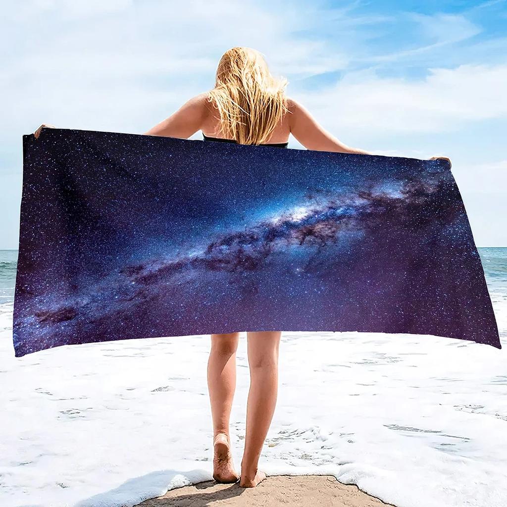 Starry Night Sky Beach Towel,Microfiber Super Absorbent Beach Towel, Soft and Comfortable Bathroom Towel Sand Free Beach Towel