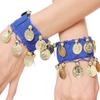 Dance Accessories Gold Coin Chiffon Hand Cuff Wristlet Rattle Bracelet Belly Dance Wrist Bracelets