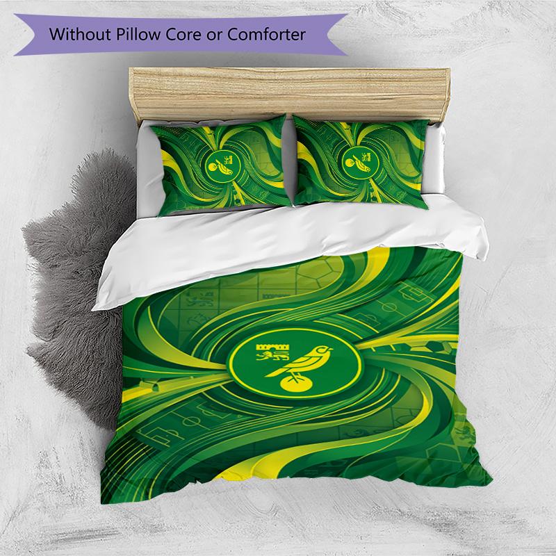Ensemble de literie 3 pièces imprimé Norwich City Football, Ensemble de housse de couette confortable et respectueux de la peau pour la chambre à coucher
