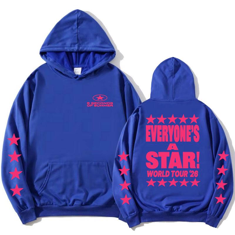 5 Seconds of Summer 5SOS Hoodies Everyone's A Star World Tour 2026 Sweatshirt Graphic Print Merch Long Sleeve Casual Women Tops