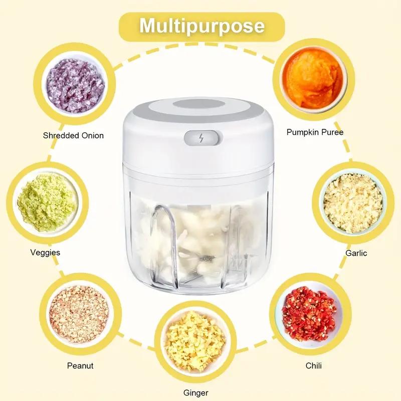 100ml/250ml Elektrische Mini Knoflookpers Hakmolen Draadloos Draagbaar Vleeshakmolen Kruiden&Specerijen Voedselhakmolens voor Knoflook Groente Salade Peper