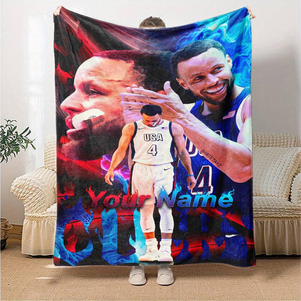 Golden State Warriors Curry Personalisierte Decke Mehrzweck-Personalisierte Decke Bequeme Überwurfdecke für Wohnzimmer Bürostuhl Büro Picknicks