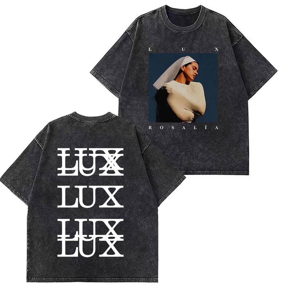 Singer Rosala LUX Musical Notes Graphic Tees Unisex Women Fashion Tshirt Loose Casual Aesthetics Washed Tshirts Streetwear