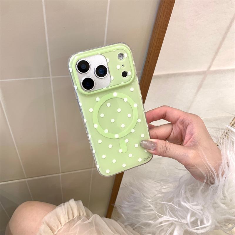 Simple Solid Color Polka Dot Magnetic Phone Case for iPhone 17/16 Pro Max/15/14