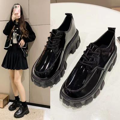 Lace-up Small Leather Shoes Women's New Autumn British Style Student Retro Platform Shoes Small Muffin Shoes Women