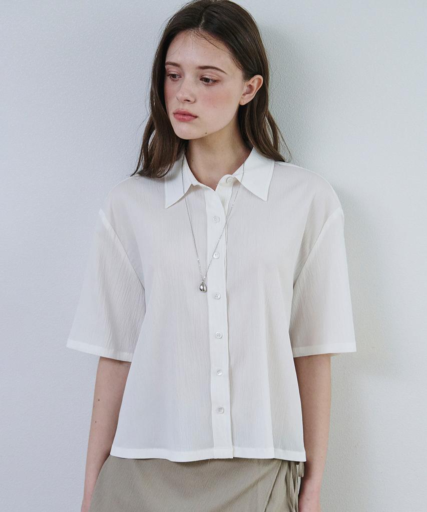 MALOUPE 4213 Crinkle Short Sleeve Shirt (Cream)