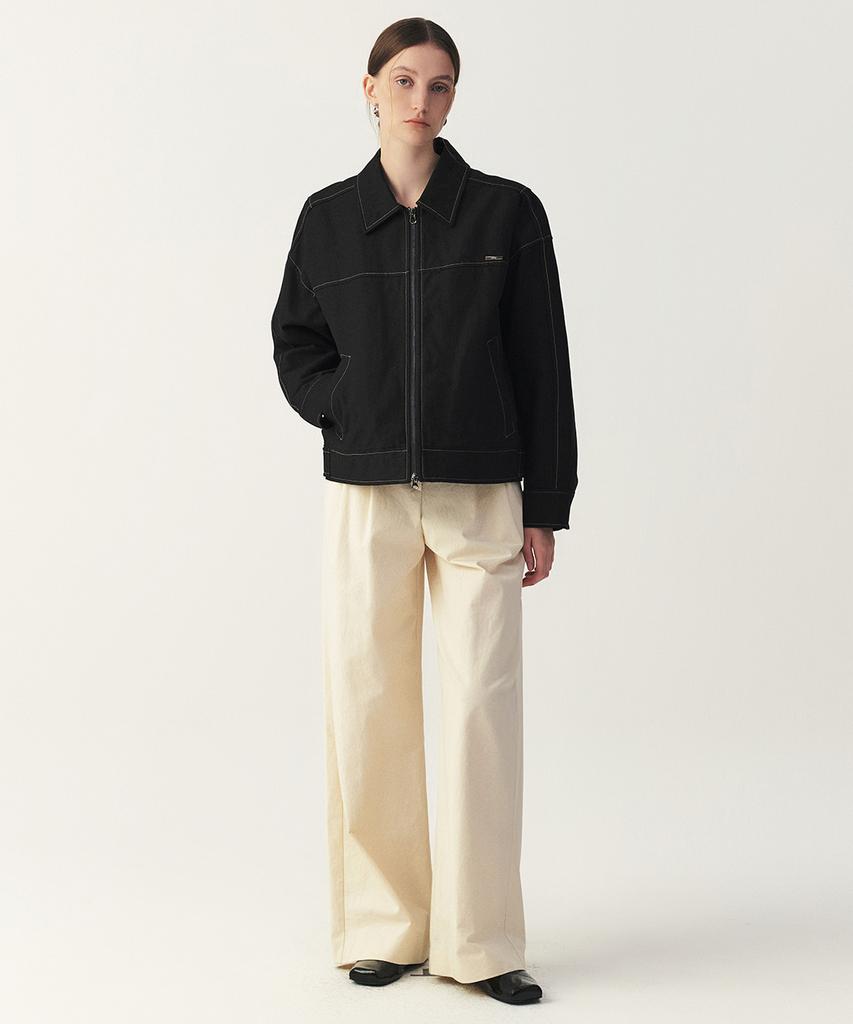 Artid Collared Cotton Bomber Jacket_Black