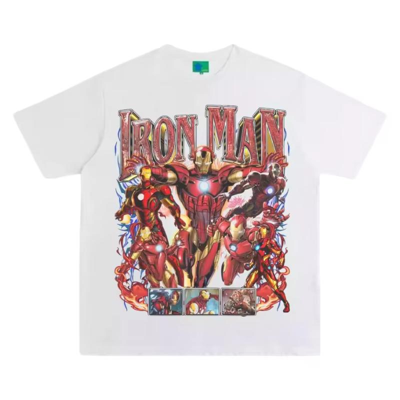 Iron Man Cotton TShirt Y2K Streetwear Retro Harajuku Casual Fashion Hip Hop Short Sleeve Top for Men Women Techwear