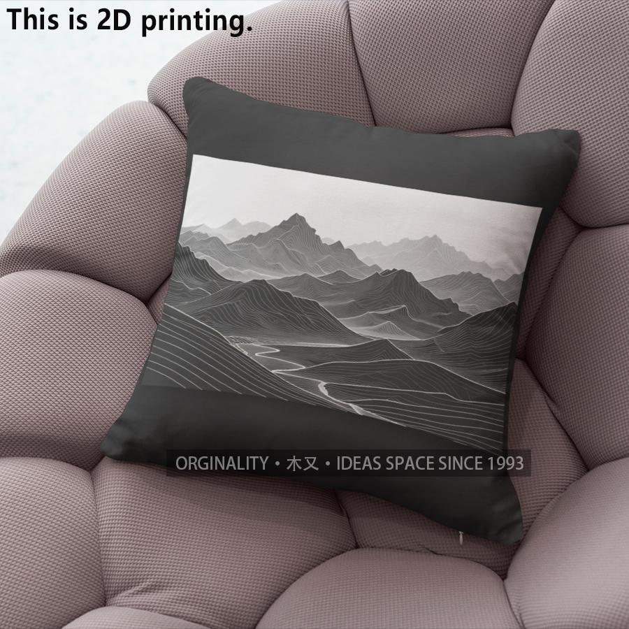 Mountain Line Art Print Throw Pillow Covers Pattern Cushion Cover Suitable For Sofa Bedroom Car Pillow Cover