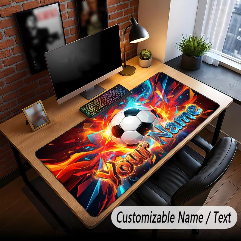 Soccer Theme Custom Mouse Pad Personalized With Name Text Customized Desk Mat For Office Home Decor