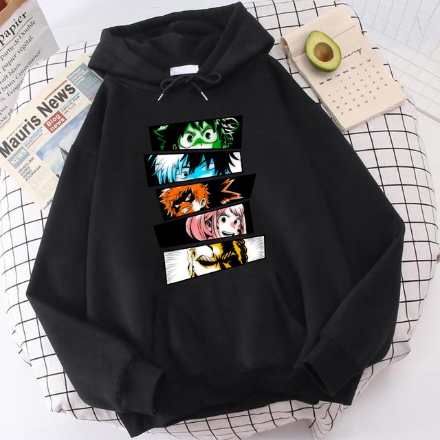 Långärmade damer My Hero Academia huvtröjor damer avslappnade överdimensionerade tröjor Japansk tecknad lös luvtröja